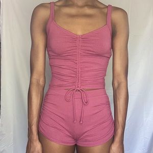 Plum Ruched Two-Piece Set